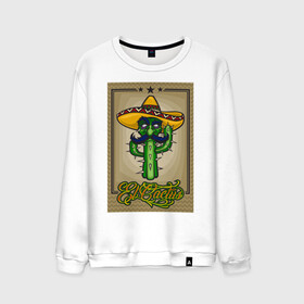 Мужской свитшот хлопок с принтом El Cactus - Кактус Мексиканец в Тюмени, 100% хлопок |  | cactus | green | humour | mexico | mustache | sand | vegan | vegetable | vegetarian | арт | жара | кактус | комикс | лето | мексика | персонаж | пустыня | сомбреро | усы