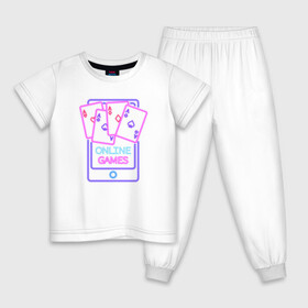 Детская пижама хлопок с принтом Онлайн игры в Тюмени, 100% хлопок |  брюки и футболка прямого кроя, без карманов, на брюках мягкая резинка на поясе и по низу штанин
 | games | иллюстрация | казино | карты | смартфон