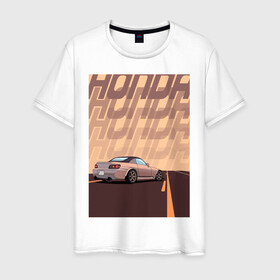 Мужская футболка хлопок с принтом Honda в Тюмени, 100% хлопок | прямой крой, круглый вырез горловины, длина до линии бедер, слегка спущенное плечо. | honda | jdm | s2000 | stance | type v | автомобили | ждм | машины | стенс | хонда