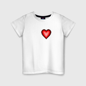 Детская футболка хлопок с принтом Пиксельное Сердце в Тюмени, 100% хлопок | круглый вырез горловины, полуприлегающий силуэт, длина до линии бедер | Тематика изображения на принте: любовь | пиксели | пиксельное сердце | пиксельный рисунок | сердце
