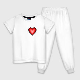 Детская пижама хлопок с принтом Пиксельное Сердце в Тюмени, 100% хлопок |  брюки и футболка прямого кроя, без карманов, на брюках мягкая резинка на поясе и по низу штанин
 | Тематика изображения на принте: любовь | пиксели | пиксельное сердце | пиксельный рисунок | сердце