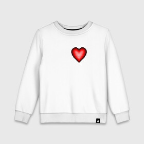 Детский свитшот хлопок с принтом Пиксельное Сердце в Тюмени, 100% хлопок | круглый вырез горловины, эластичные манжеты, пояс и воротник | Тематика изображения на принте: любовь | пиксели | пиксельное сердце | пиксельный рисунок | сердце