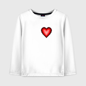 Детский лонгслив хлопок с принтом Пиксельное Сердце в Тюмени, 100% хлопок | круглый вырез горловины, полуприлегающий силуэт, длина до линии бедер | Тематика изображения на принте: любовь | пиксели | пиксельное сердце | пиксельный рисунок | сердце