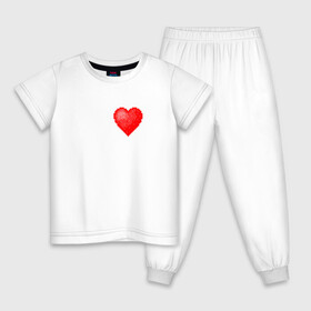 Детская пижама хлопок с принтом Пиксельное Сердце в Тюмени, 100% хлопок |  брюки и футболка прямого кроя, без карманов, на брюках мягкая резинка на поясе и по низу штанин
 | Тематика изображения на принте: любовь | пиксели | пиксельное сердце | пиксельный рисунок | рисунок | сердце