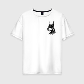 Женская футболка хлопок Oversize с принтом Doberman в Тюмени, 100% хлопок | свободный крой, круглый ворот, спущенный рукав, длина до линии бедер
 | dog | streetwear | доберман | ошейник | собака