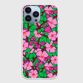 Чехол для iPhone 13 Pro Max с принтом Цветы Сакуры, Sakura в Тюмени,  |  | cherry | flowers | japan | pink | sakura | summer | азия | бутоны | вишня | девушкам | деревья | лепестки | лето | листья | нарисованные цветы | природа | розовые цветы | сад | сакура | сакура вишня | сакура цветок