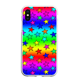 Чехол для iPhone XS Max матовый с принтом Радужные звезды в Тюмени, Силикон | Область печати: задняя сторона чехла, без боковых панелей | baby | children | girl | gradient | kids | neon | rainbow | space | stars | градиент | девчачие | девчачье | детские | детский рисунок | звездочки | звезды | космос | красочные | малышам | неоновые | ночные | радуга | разноцветные