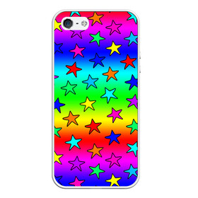 Чехол для iPhone 5/5S матовый с принтом Радужные звезды в Тюмени, Силикон | Область печати: задняя сторона чехла, без боковых панелей | baby | children | girl | gradient | kids | neon | rainbow | space | stars | градиент | девчачие | девчачье | детские | детский рисунок | звездочки | звезды | космос | красочные | малышам | неоновые | ночные | радуга | разноцветные