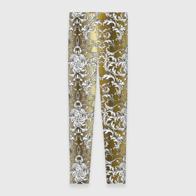 Леггинсы 3D с принтом gold & white в Тюмени, 80% полиэстер, 20% эластан | Эластичный пояс, зауженные к низу, низкая посадка | versace | абстракция | версаче | золотые узоры | паттерн | текстуры | узоры