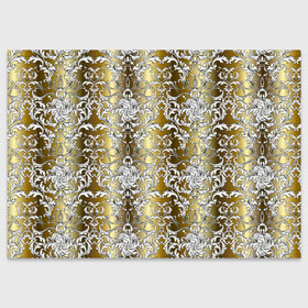 Поздравительная открытка с принтом gold & white в Тюмени, 100% бумага | плотность бумаги 280 г/м2, матовая, на обратной стороне линовка и место для марки
 | Тематика изображения на принте: versace | абстракция | версаче | золотые узоры | паттерн | текстуры | узоры