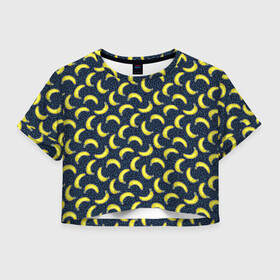 Женская футболка Crop-top 3D с принтом Бананы в Тюмени, 100% полиэстер | круглая горловина, длина футболки до линии талии, рукава с отворотами | абстракция | банан | бананы | лето | паттерн | текстуры | узоры | фрукты