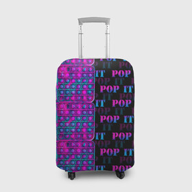 Чехол для чемодана 3D с принтом POP it NEON в Тюмени, 86% полиэфир, 14% спандекс | двустороннее нанесение принта, прорези для ручек и колес | neon | pop it | антистресс | игрушка | неон | поп ит | пузырчатая плёнка | пупырка