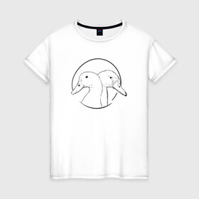 Женская футболка хлопок с принтом Two duck в Тюмени, 100% хлопок | прямой крой, круглый вырез горловины, длина до линии бедер, слегка спущенное плечо | duck | two | утки