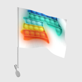 Флаг для автомобиля с принтом POP IT Единорог в Тюмени, 100% полиэстер | Размер: 30*21 см | it | minecraft | pop | unicorn | детская | детский | единорог | майнкрафт | пиксели | цветной