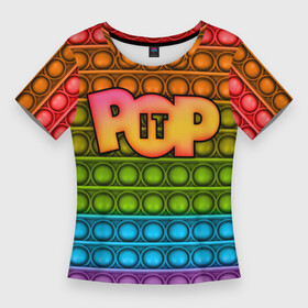 Женская футболка 3D Slim с принтом POP it ПУПЫРКА в Тюмени,  |  | pop it | антистресс | игрушка | поп ит | пузырчатая плёнка | пупырка