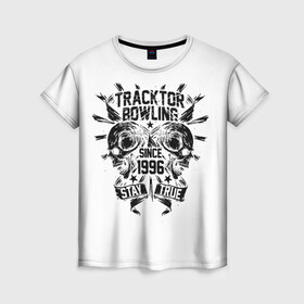Женская футболка 3D с принтом Tracktor Bowling в Тюмени, 100% полиэфир ( синтетическое хлопкоподобное полотно) | прямой крой, круглый вырез горловины, длина до линии бедер | alt.rock | alternative metal | nu metal | tracktor bowling | лу | трактор боулинг | трактора. лусинэ геворкян