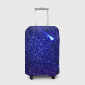 Чехол для чемодана 3D с принтом ПОЛЁТ КОМЕТЫ  в Тюмени, 86% полиэфир, 14% спандекс | двустороннее нанесение принта, прорези для ручек и колес | вселенная | звёзды | комета | млечныйпуть | небо | ночь | сияние