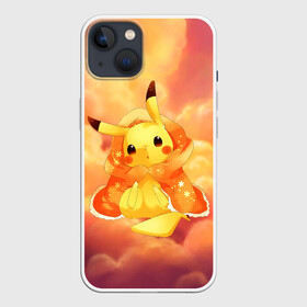 Чехол для iPhone 13 с принтом Пикачу на облачках в Тюмени,  |  | anime | picachu | pikachu | аниме | милый | пика | пикачу | покебол | покемон