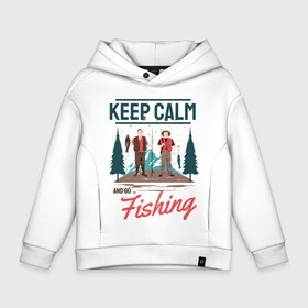 Детское худи Oversize хлопок с принтом Keep calm and go fishing в Тюмени, френч-терри — 70% хлопок, 30% полиэстер. Мягкий теплый начес внутри —100% хлопок | боковые карманы, эластичные манжеты и нижняя кромка, капюшон на магнитной кнопке | Тематика изображения на принте: fish | fisherman | fishermen | fishing | keep calm and go fishing | для рыбака | отдых | природа | рыба | рыбак | рыбаку | рыбалка | рыбацкая | туризм | туристические