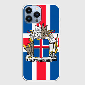 Чехол для iPhone 13 Pro Max с принтом Флаг и Герб Исландии в Тюмени,  |  | бык | герб | грифон | дракон | исландии | исландия | коровы | красный | линии | орел | пастух | синий | флаг