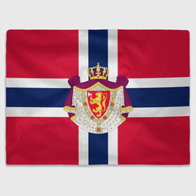 Плед 3D с принтом Норвегия | Флаг и герб Норвегии в Тюмени, 100% полиэстер | закругленные углы, все края обработаны. Ткань не мнется и не растягивается | герб | герб норвегии | корона | красный | лев | линии | норвегии | норвегия | синий | топор | флаг | флаг норвегии | щит