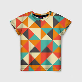 Детская футболка 3D с принтом Треугольники в Тюмени, 100% гипоаллергенный полиэфир | прямой крой, круглый вырез горловины, длина до линии бедер, чуть спущенное плечо, ткань немного тянется | геометрия | краски | кубы | минимализм | треугольники