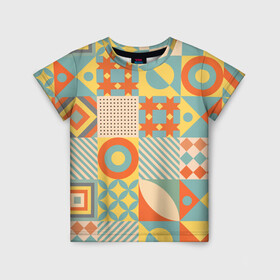 Детская футболка 3D с принтом Геометрия в Тюмени, 100% гипоаллергенный полиэфир | прямой крой, круглый вырез горловины, длина до линии бедер, чуть спущенное плечо, ткань немного тянется | геометрия | краски | круги | кубы | минимализм | треугольники