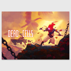 Поздравительная открытка с принтом Dead Cells ГГ в Тюмени, 100% бумага | плотность бумаги 280 г/м2, матовая, на обратной стороне линовка и место для марки
 | cell | cells | dead | dead cells | game | gamer | games | metroidvania | roguelike | игра | игры