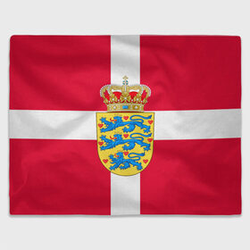 Плед 3D с принтом Дания | Герб и флаг Дании в Тюмени, 100% полиэстер | закругленные углы, все края обработаны. Ткань не мнется и не растягивается | герб | дании | дания | корона | лев | львы | сердца | сердце | флаг | щит