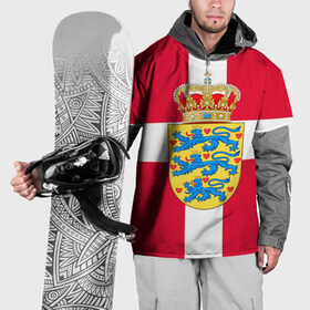 Накидка на куртку 3D с принтом Дания | Герб и флаг Дании в Тюмени, 100% полиэстер |  | герб | дании | дания | корона | лев | львы | сердца | сердце | флаг | щит