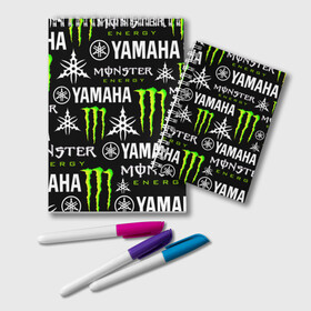 Блокнот с принтом YAMAHA X MONSTER / SPORT в Тюмени, 100% бумага | 48 листов, плотность листов — 60 г/м2, плотность картонной обложки — 250 г/м2. Листы скреплены удобной пружинной спиралью. Цвет линий — светло-серый
 | monster energy | motorcycle | yamaha | yzf r6 | байк | байкер | зеленый | монстер | мотоспорт | мототехника | мотоцикл | мотоциклист | скутер | энергетик. | ямаха