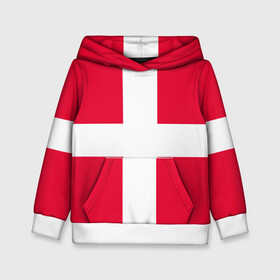 Детская толстовка 3D с принтом Дания | Флаг Дании в Тюмени, 100% полиэстер | двухслойный капюшон со шнурком для регулировки, мягкие манжеты на рукавах и по низу толстовки, спереди карман-кенгуру с мягким внутренним слоем | белый | герб | государство | дании | дания | знак | красный | крест | линии | символика | страна | флаг