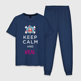 Мужская пижама хлопок с принтом KEEP CALM and HEAL | Tony Tony Chopper в Тюмени, 100% хлопок | брюки и футболка прямого кроя, без карманов, на брюках мягкая резинка на поясе и по низу штанин
 | one piece | tony tony chopper | аниме | большой куш | ван пис | великий флот | вон пис | врач | любитель сладкой ваты | манга | ниндзя пирато минко самурайский альянс | пират | пираты соломенной шляпы