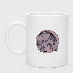 Кружка керамическая с принтом Розовый слон в Тюмени, керамика | объем — 330 мл, диаметр — 80 мм. Принт наносится на бока кружки, можно сделать два разных изображения | гравюра | графика | животные | природа | розовый | слон