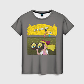 Женская футболка 3D с принтом HEY ARNOLD! в Тюмени, 100% полиэфир ( синтетическое хлопкоподобное полотно) | прямой крой, круглый вырез горловины, длина до линии бедер | animation | kids | school | мультфильмы | приключения | школа