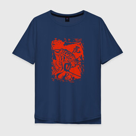 Мужская футболка хлопок Oversize с принтом Tiger Japanese style в Тюмени, 100% хлопок | свободный крой, круглый ворот, “спинка” длиннее передней части | tiger | животные | звери | злой | кошка | оскал | тигр | хищник