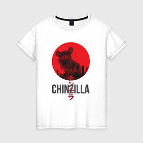 Женская футболка хлопок с принтом Chinzilla black в Тюмени, 100% хлопок | прямой крой, круглый вырез горловины, длина до линии бедер, слегка спущенное плечо | chinzilla | zhinzhilla | чинзилла | шинзилла | шиншилла