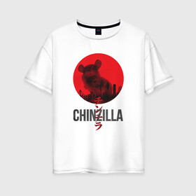 Женская футболка хлопок Oversize с принтом Chinzilla black в Тюмени, 100% хлопок | свободный крой, круглый ворот, спущенный рукав, длина до линии бедер
 | chinzilla | zhinzhilla | чинзилла | шинзилла | шиншилла