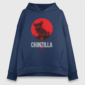 Женское худи Oversize хлопок с принтом Chinzilla white в Тюмени, френч-терри — 70% хлопок, 30% полиэстер. Мягкий теплый начес внутри —100% хлопок | боковые карманы, эластичные манжеты и нижняя кромка, капюшон на магнитной кнопке | chinchilla | chinzilla | чинзилла | шинзилла | шиншилла