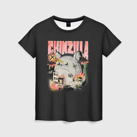 Женская футболка 3D с принтом Шинзилла в Тюмени, 100% полиэфир ( синтетическое хлопкоподобное полотно) | прямой крой, круглый вырез горловины, длина до линии бедер | chinchilla | chinzilla | чинзилла | шинзилла | шиншилла