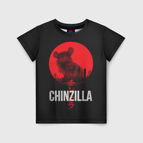 Детская футболка 3D с принтом Chinzilla red в Тюмени, 100% гипоаллергенный полиэфир | прямой крой, круглый вырез горловины, длина до линии бедер, чуть спущенное плечо, ткань немного тянется | Тематика изображения на принте: chinchilla | chinzilla | чинзилла | шинзилла | шиншилла