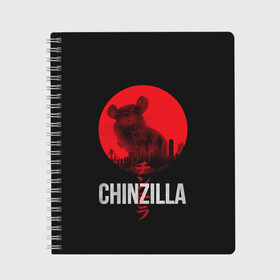 Тетрадь с принтом Chinzilla red в Тюмени, 100% бумага | 48 листов, плотность листов — 60 г/м2, плотность картонной обложки — 250 г/м2. Листы скреплены сбоку удобной пружинной спиралью. Уголки страниц и обложки скругленные. Цвет линий — светло-серый
 | Тематика изображения на принте: chinchilla | chinzilla | чинзилла | шинзилла | шиншилла