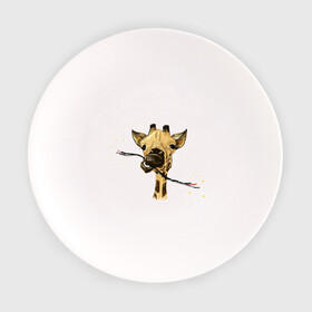 Тарелка с принтом Giraffe  в Тюмени, фарфор | диаметр - 210 мм
диаметр для нанесения принта - 120 мм | animalistic | art | braun | character | drawing | illustration | orange | pictures | yellow | принт | провод | юмор