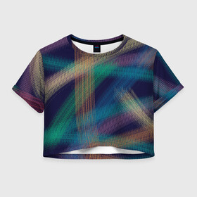 Женская футболка Crop-top 3D с принтом разноцветная в Тюмени, 100% полиэстер | круглая горловина, длина футболки до линии талии, рукава с отворотами | необычная | оригинально | разноцветная | след от покрышек
