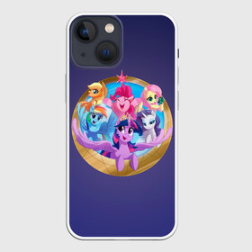 Чехол для iPhone 13 mini с принтом Pony team в Тюмени,  |  | my little pony | весёлая пинки пай | добрая флаттершайн | дружба это чудо | единорог | единороги | май литл пони | мульт | мультфильм | радуга дэш | селестия | спайк | сумеречная искорка | честная эплджек