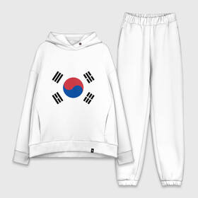 Женский костюм хлопок Oversize с принтом Корея | Корейский флаг в Тюмени,  |  | буква | герб | знак | иероглифы | корейский | корейский флаг | корея | символ | символы | флаг | флаг кореи | эмблема | эмблемма