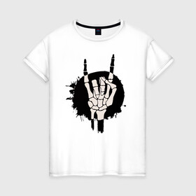 Женская футболка хлопок с принтом Вечный угар в Тюмени, 100% хлопок | прямой крой, круглый вырез горловины, длина до линии бедер, слегка спущенное плечо | анархия | жесты | коза | панки | скелет