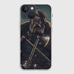 Чехол для iPhone 13 mini с принтом Викинг в Тюмени,  |  | бородач | викинг | воин | воин с топорами | рисунок | топоры