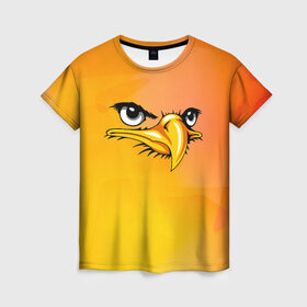 Женская футболка 3D с принтом Орёл 3d в Тюмени, 100% полиэфир ( синтетическое хлопкоподобное полотно) | прямой крой, круглый вырез горловины, длина до линии бедер | eagle | орел | орленок | орлиный взгляд | птица | птичка | хищная птица