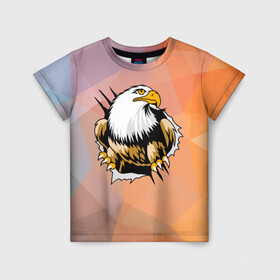 Детская футболка 3D с принтом Орел 3D в Тюмени, 100% гипоаллергенный полиэфир | прямой крой, круглый вырез горловины, длина до линии бедер, чуть спущенное плечо, ткань немного тянется | eagle | орел | орленок | орлиный взгляд | птица | птичка | хищная птица